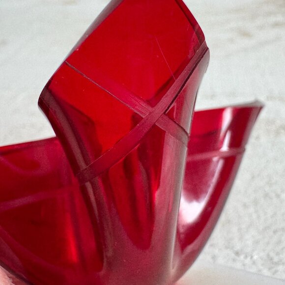 Vintage Red Hard Plastic Formed Candlestick Holders - Picture 10 of 11